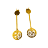 pendientes largos dorados con disco calado ERYNA