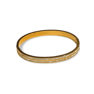 Pulsera ERYNA rígida dorada de acero inoxidable vista lateral