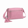 bandolera rosa ERYNA vista trasera con bolsillo cremallera y borla decorativa