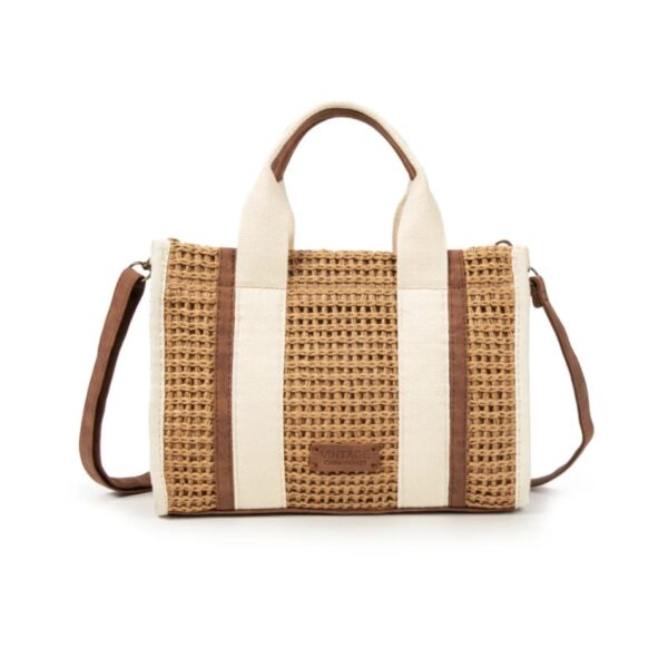 bolso rafia mac&noa color natural con asas y bandolera