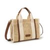 bolso rafia mac&noa beige y natural vista lateral con bandolera