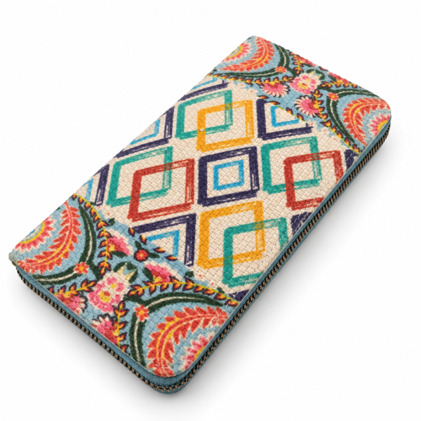 Cartera de mujer estampada con cremallera – ERYNA Cartera de mujer estampada multicolor con cremallera ERYNA