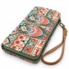 Cartera de mujer estampada multicolor con correa de mano – ERYNA Cartera de mujer estampada multicolor con cremallera y correa de mano ERYNA