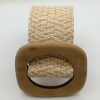 Cinturon mujer rafia con hebilla madera beige natural