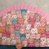 Abanico ERYNA de gatitos con ribete rosa