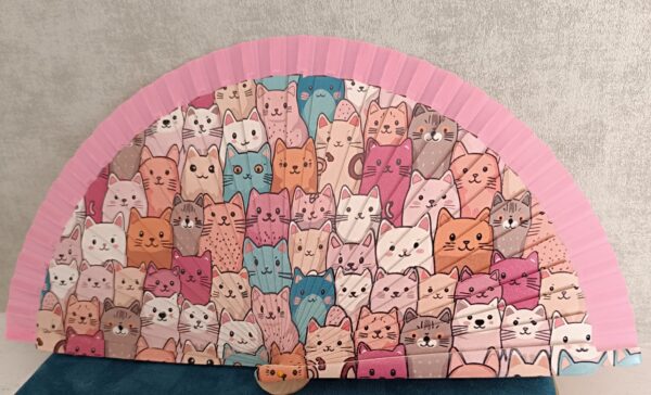 Abanico ERYNA de gatitos con ribete rosa