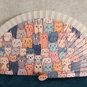 Abanico para mujer ERYNA con estampado de gatos multicolor
