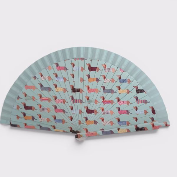 abanico eryna cerrado madera estampado perros