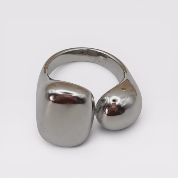 anillo eryna doble volumen plateado acero ajustable