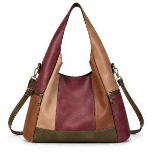 Bolso hobo MAC&NOA MDX260343 en burdeos, beige y marrón con asa de hombro y bandolera