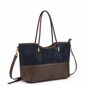 Bolso tote bicolor negro y marrón con bandolera desmontable