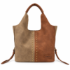 Bolso Shopper Bicolor con Tachuelas ERYNA - Marrón Bolso shopper bicolor ERYNA en marrón con tachuelas doradas, vista frontal
