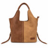 Bolso Shopper Bicolor con Tachuelas ERYNA - Café Bolso shopper bicolor ERYNA en café con tachuelas doradas, vista frontal
