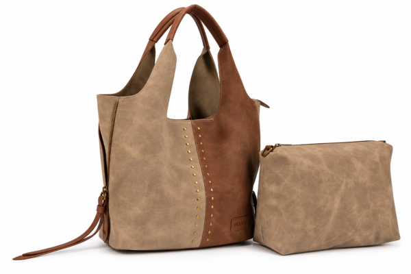 Bolso Shopper Bicolor ERYNA con Bolsito Interior a Juego Bolso shopper bicolor ERYNA en kaki junto a su bolsito interior a juego