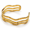 Pulsera ERYNA brazalete ondulado acero inoxidable dorado Pulsera brazalete ERYNA de triple banda ondulada en acero inoxidable dorado