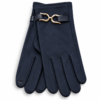 Guantes de mujer azul marino con hebilla metálica dorada ERYNA