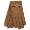 Guantes de mujer color camel con hebilla metálica dorada ERYNA