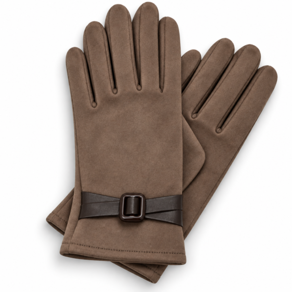 Guantes Mujer Talla Única con Hebilla Marrón Claro ERYNA Guantes de mujer talla única con hebilla en color marrón claro ERYNA