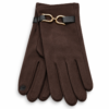 Guantes de mujer marrón oscuro talla única con hebilla metálica dorada ERYNA