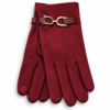 Guantes de mujer rojos talla única con hebilla metálica dorada ERYNA
