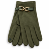 Guantes de mujer verde oliva con hebilla metálica dorada ERYNA