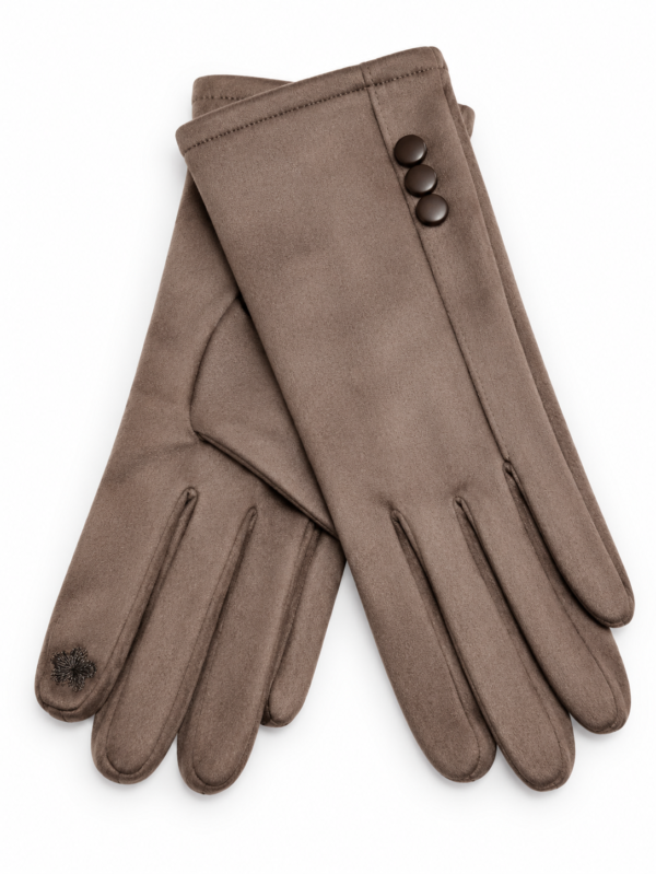 Guantes Mujer con Botón de Perla kaki | ERYNA Guantes de mujer kaki con tres botones de perla ERYNA