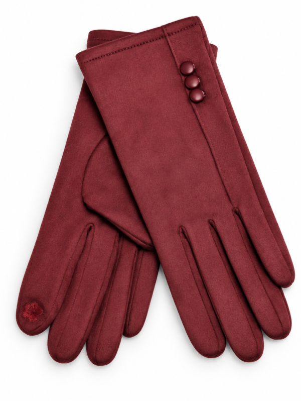 Guantes Mujer con Botón de Perla Rojo | ERYNA Guantes Mujer con Botón de Perla | ERYNA