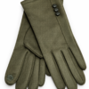 Guantes Mujer con Botón de Perla Verde Oliva | ERYNA Guantes Mujer con Botón de Perla | ERYNA