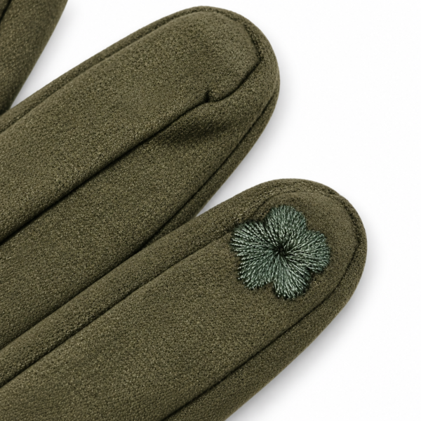 Guantes mujer verde oliva con detalle táctil ERYNA Detalle táctil de guantes de mujer verde oliva ERYNA