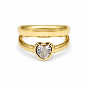 Anillo ERYNA corazón minimalista dorado ajustable de acero inoxidable