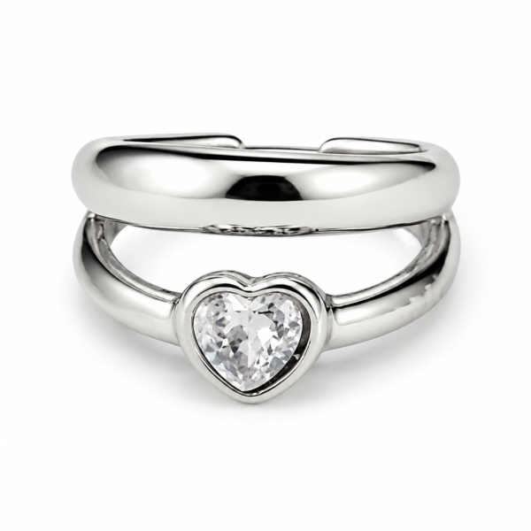 Anillo ERYNA corazón minimalista plateado de acero inoxidable Anillo ERYNA corazón minimalista plateado ajustable de acero inoxidable
