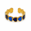 Anillo ERYNA Corazones del Alba azul ajustable de acero inoxidable dorado