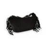 Bolso de ante marrón chocolate con flecos laterales y hebilla dorada