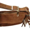 Asa de ante camel con hebilla dorada y cremallera metálica
