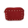 Bolso bandolera pequeño de ante rojo con tachuelas doradas