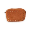 Bolso bandolera pequeño de ante color teja con tachuelas doradas