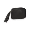 Bolso bandolera ERYNA de piel con borla color negro Bolso bandolera de piel negro con borla y herrajes dorados