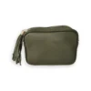 Bolso bandolera ERYNA de piel con borla color verde Bolso bandolera de piel verde con borla y herrajes dorados