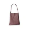 Bolso shopper plano de piel rosa con asa larga para el hombro