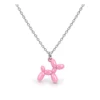 Colgante ERYNA perro globo rosa con cadena plateada Colgante de perro globo rosa esmaltado con cadena de eslabones plateada de acero ERYNA