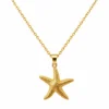 Colgante ERYNA estrella de mar en acero dorado Colgante de estrella de mar texturizada con cadena dorada de acero inoxidable ERYNA