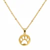 Colgante ERYNA amor animal con huella en acero dorado Colgante redondo calado con huella de mascota y cadena dorada de acero inoxidable ERYNA