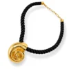 Collar ERYNA caracola dorada con cordón negro Collar de cordón trenzado negro con colgante de caracola dorada y cadena alargadora ERYNA