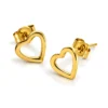 Par de pendientes de presión con forma de corazón calado dorado pulido ERYNA