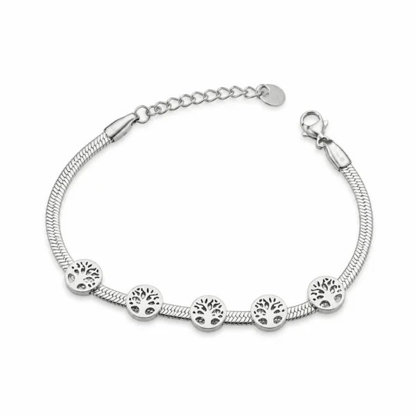 Pulsera de acero inoxidable árbol de la vida - PLATEADO