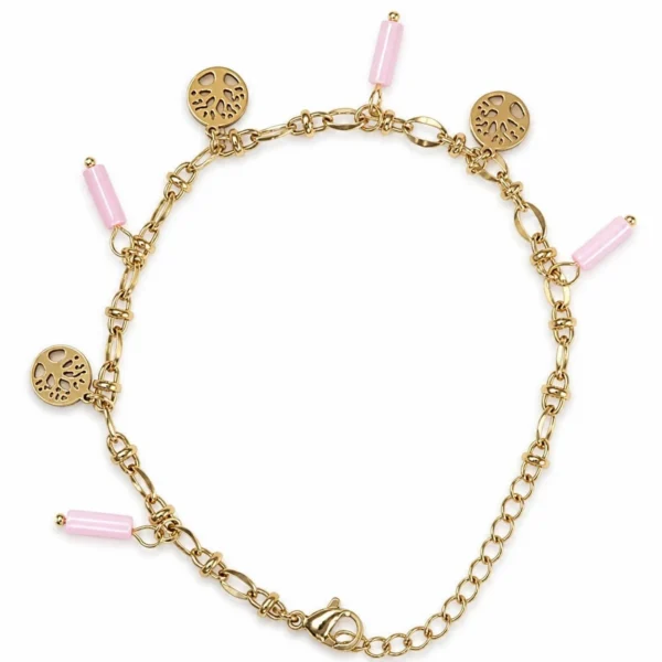 Pulsera ERYNA ÁRBOL DE LA VIDA Y TUBOS DE CRISTAL - ROSA