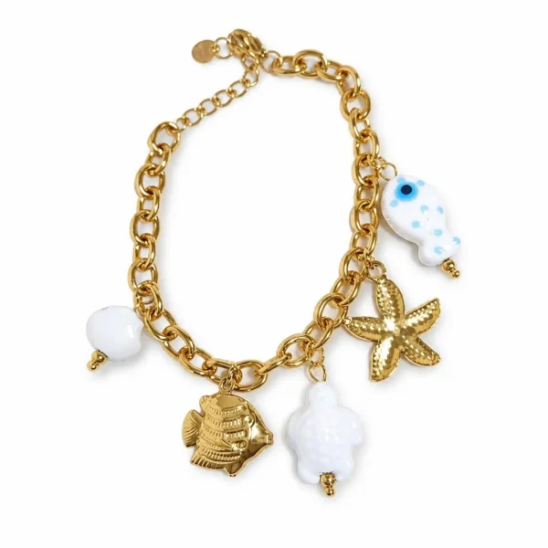 Pulsera ERYNA CHARMS MARINOS DORADO & COLOR - BLANCO Pulsera ERYNA CHARMS MARINOS DORADO & COLOR - BLANCO