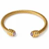 Pulsera rígida dorada ERYNA con piedras de colores - MORADO