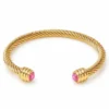 Pulsera rígida dorada ERYNA con piedras de colores - ROSA