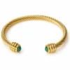 Pulsera rígida dorada ERYNA con piedras de colores - VERDE